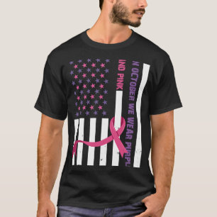 Camiseta Em outubro Vestimos Violência Doméstica Roxa e Ros