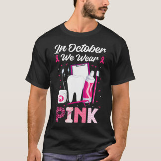 Camiseta Em outubro, Vista Sensibilização do Cancer da Mama