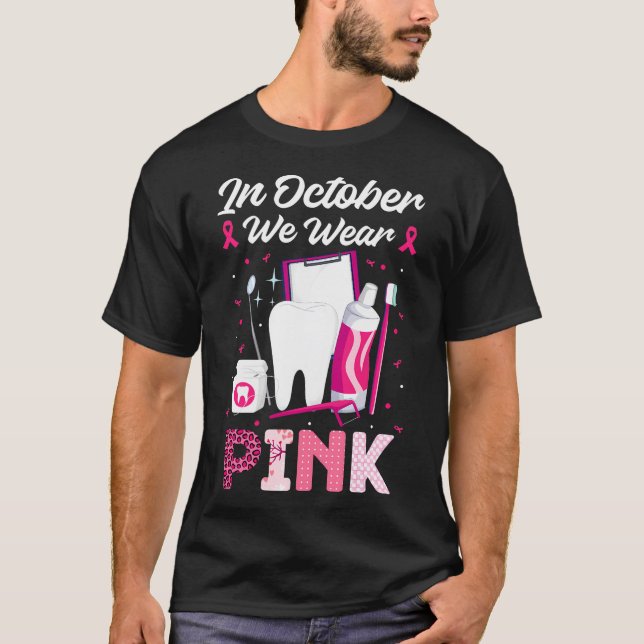 Camiseta Em outubro, Vista Sensibilização do Cancer da Mama (Frente)