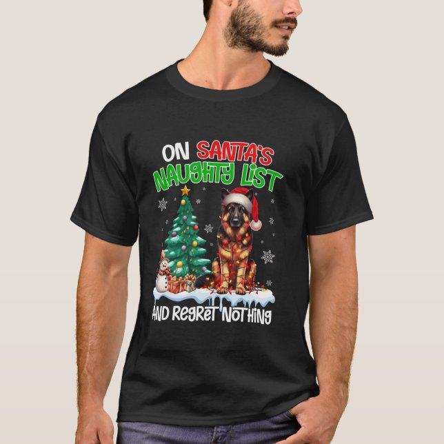 Camiseta Em Papais noeis Xmas Naughty List Nada de Alemão (Frente)