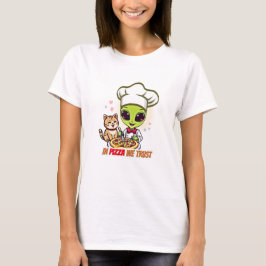 Camiseta Em Pizza Nós Confiamos Arte de Chef Alienígena