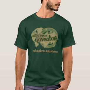 Camiseta em rota l'aventure em qualquer lugar verde tee