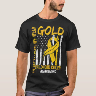 Camiseta Em Setembro Nós Usamos Fita de Bandeira Dourada In
