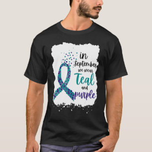 Camiseta Em Setembro Nós Usamos Verde Azul e Roxo Prevenção