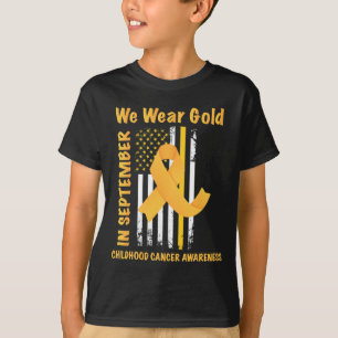 Camiseta Em Setembro Usamos Dourado Conscientização do Cânc