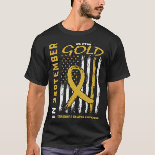 Camiseta Em Setembro Usamos Dourado Conscientização do Cânc