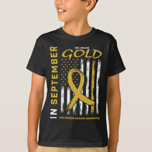 Camiseta Em Setembro Usamos Dourado Conscientização do Cânc