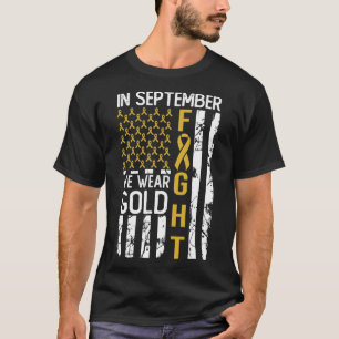 Camiseta Em Setembro Usamos Dourado EUA Conscientização do