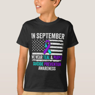 Camiseta Em setembro, use azul-turquesa Prevenção ao Suicíd