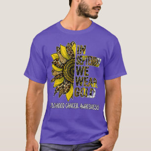 Camiseta Em setembro Veste Cancer da infância Dourada Leopa