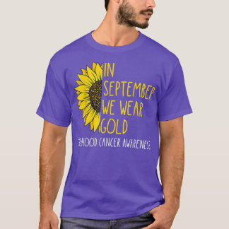 Camiseta Em setembro Veste Cancer Dourado de Sunflower