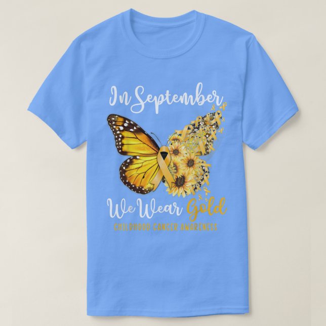 Camiseta Em setembro, Vestimos a Infância de Borboleta Dour (Frente do Design)