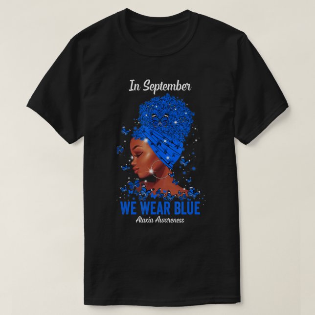 Camiseta Em Setembro Vestimos Azul Para A Ataxia Sensibiliz (Frente do Design)