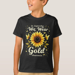 Camiseta Em setembro Vestimos o Cancer de girassol Dourado
