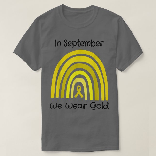 Camiseta Em setembro Vestimos o Cancer de infância Dourada  (Frente do Design)
