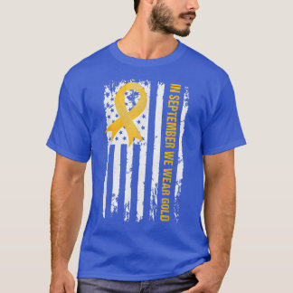 Camiseta Em setembro Vestimos o Cancer de infância Dourada 