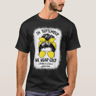 Camiseta Em setembro Vestimos o Cancer de infância Dourada