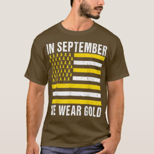 Camiseta Em setembro Vestimos o Cancer de infância Dourada 