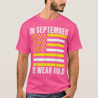 Camiseta Em setembro Vestimos o Cancer de infância Dourada 