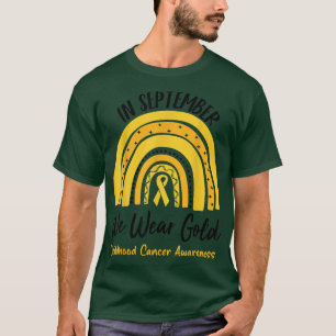 Camiseta Em setembro Vestimos o Cancer de infância Dourada 