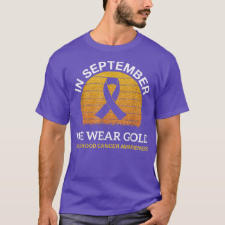 Camiseta Em setembro Vestimos o Cancer de infância Dourada 