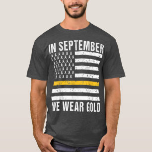 Camiseta Em setembro Vestimos o Cancer de infância Dourada