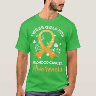 Camiseta Em setembro Vestimos o Cancer de infância Dourada 