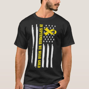 Camiseta Em setembro Vestimos o Cancer de infância Dourada
