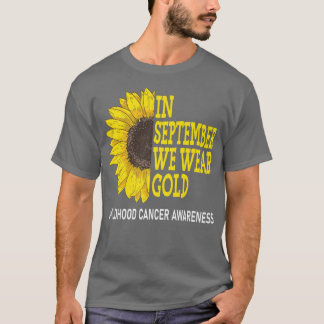 Camiseta Em setembro Vestimos o Cancer de infância Dourada 