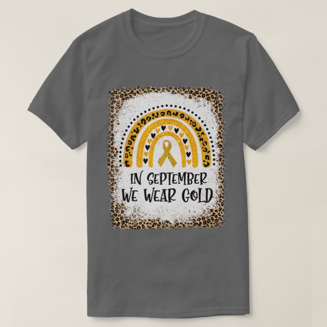 Camiseta Em setembro Vestimos o Cancer Dourado da Infância  (Frente do Design)