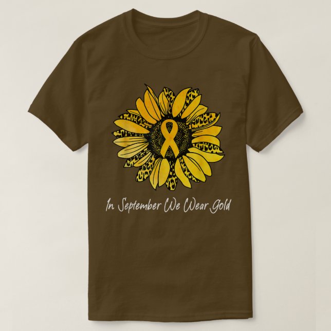 Camiseta Em setembro Vestimos o Cancer Dourado da Infância  (Frente do Design)