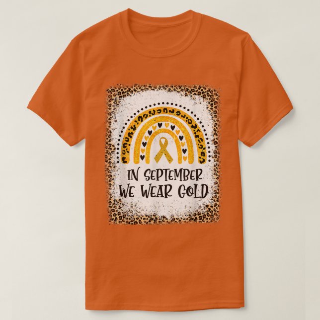 Camiseta Em setembro Vestimos o Cancer Dourado da Infância  (Frente do Design)