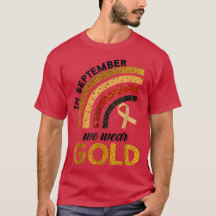 Camiseta Em setembro Vestimos o Cancer Dourado da Infância 