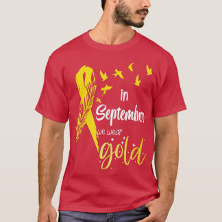 Camiseta Em setembro Vestimos o Cancer Dourado da Infância 