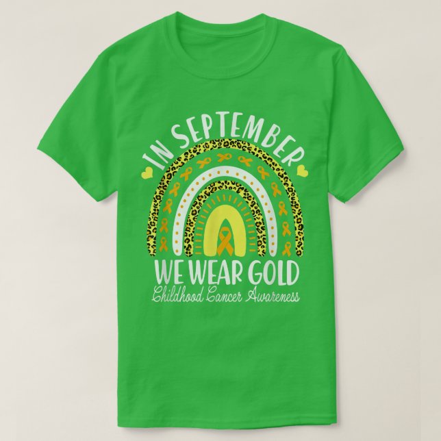 Camiseta Em setembro Vestimos o Dourado Leopard Rainbow Chi (Frente do Design)