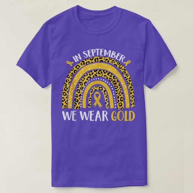 Camiseta Em setembro Vestimos o Dourado Rainbow Leopard Chi (Frente do Design)