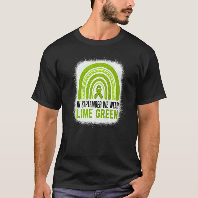 Camiseta Em setembro Vestimos O Verde limão Rainbow Linfoma (Frente)
