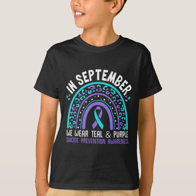 Camiseta Em setembro Vestimos Teal &amp; Purple Rainbow Sui (Frente)