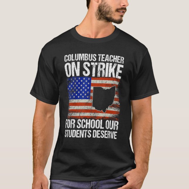 Camiseta Em Strike Columbus Ohio Professores Da Escola Nos  (Frente)