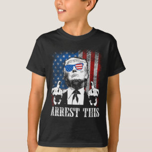 Camiseta (em Trás) Prendam Este Trump 2025 Bandeira America