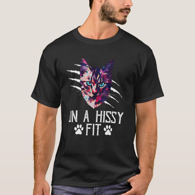 Camiseta Em um Ajustado Hissy, Casais de Gato Humor Kitten  (Frente)