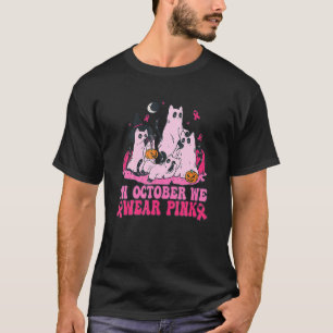 Camiseta Em Use Rosa Para Meu Fantasma Gato Preto Bruxa Kit