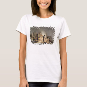 Camiseta Em volta do fogo do acampamento (litho da cor)