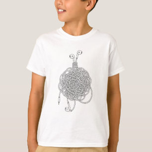 Camiseta Emaranhado Caos de Nó de Fones de Ouvido Crianças