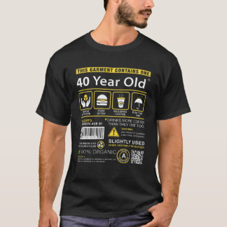 Camiseta Embalagem De 40 Anos Contém aniversário de 40 anos