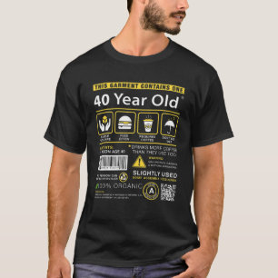 Camiseta Embalagem De 40 Anos Contém aniversário de 40 anos