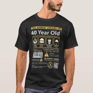 Camiseta Embalagem De 40 Anos Contém aniversário de 40 anos