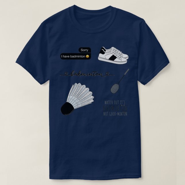 Camiseta Embalagem de Badminton com Cor de Água Preta T (Frente do Design)