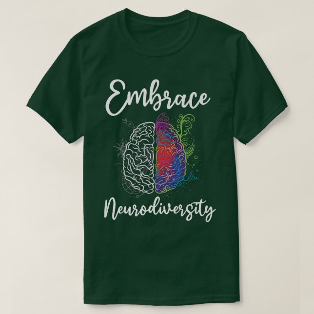 Camiseta Embarcar Neurodiversidade Autismo ADHD ASD Rainbow (Frente do Design)