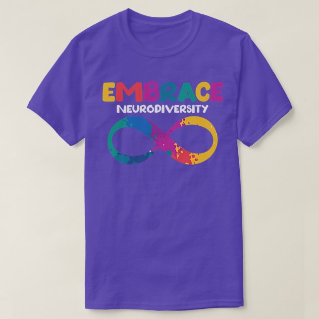 Camiseta Embarcar Neurodiversidade Autismo ADHD ASD Rainbow (Frente do Design)